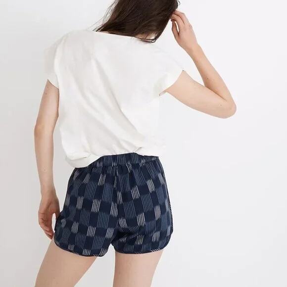 Madewell Pasadena Blue Pull-On Shorts in Jacquard Stripe Size Medium - Picture 2 of 11